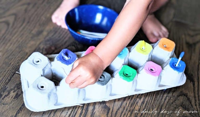 Cotton Swab Push: A Fine Motor Skill Activity for Toddlers