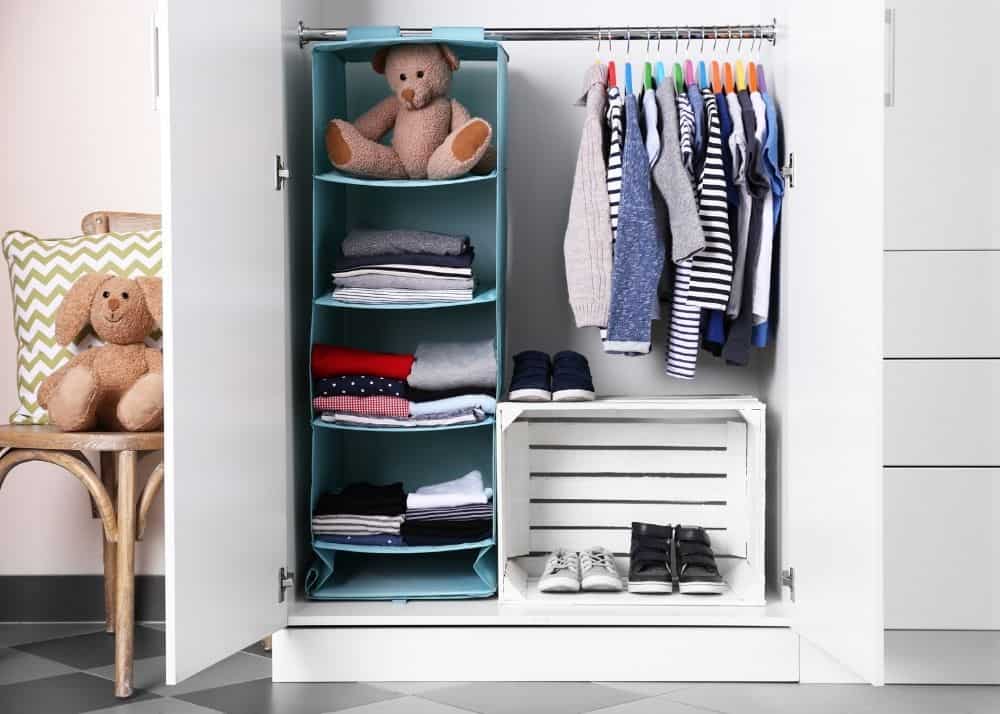 organized toddler's closet with capsule wardrobe