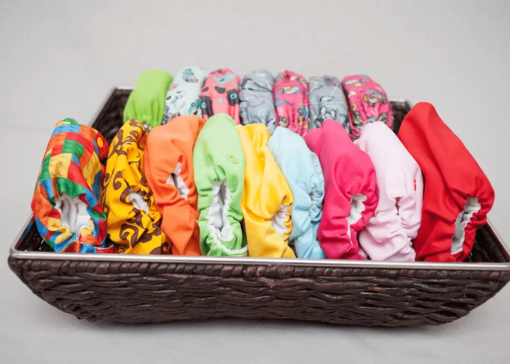 basket full of cloth diapers ready to be used