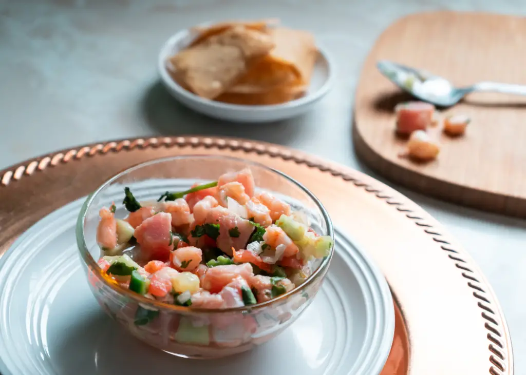 ceviche with raw seafood that is unsafe for pregnant women to eat